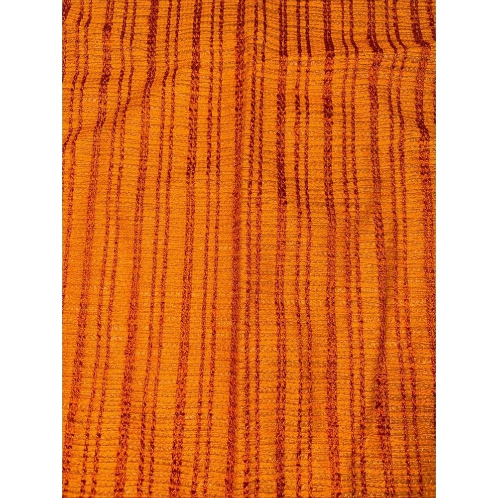 VTG Woven Fabric Curtains Drapes 2 Pc Set 70s Boho Burnt Orange Pinch Pleat 62